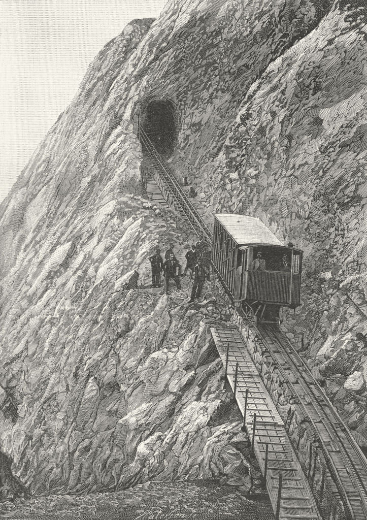 SWITZERLAND. Pilatus Railway 1891 old antique vintage print picture